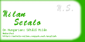 milan setalo business card