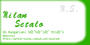 milan setalo business card
